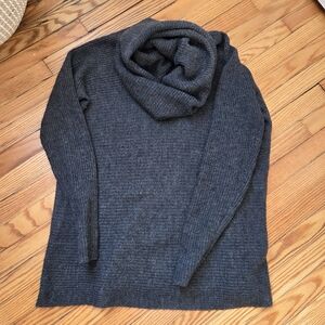 Vince Charcoal Cowl-Neck Turtleneck Sweater